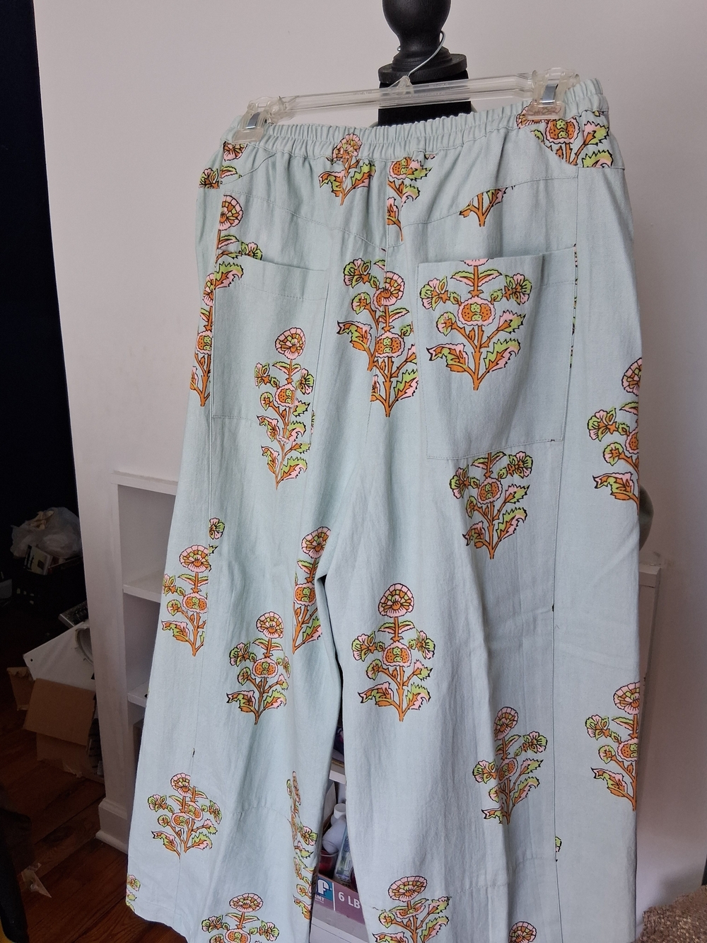ivy jane Set. Light Blue Floral Embroidered Jacket with Pink Flower Buttons. - Picture 4 of 6